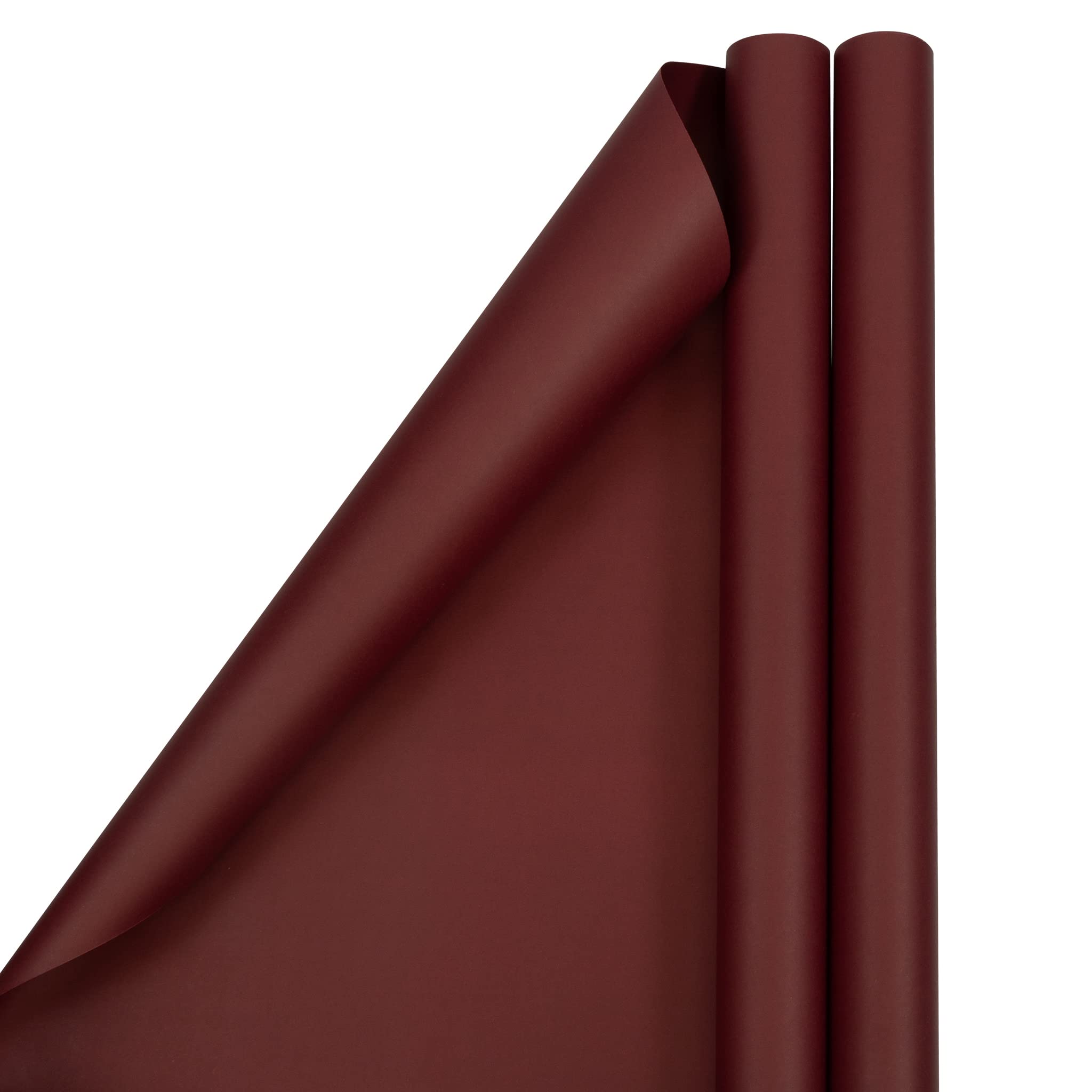 JAM Paper Gift Wrap - Matte Wrapping Paper - 50 Sq Ft Total (30 in x 10 Ft Each) - Matte Burgundy - 2 Rolls/Pack