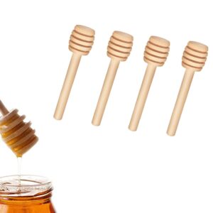 ICEYLI Wooden Honey Mixing Stirrer 4 Pcs 3 Inch Mini Honey Dipper Sticks Honey Comb Stick Honey Spoon Collecting Dispensing Drizzling Jam