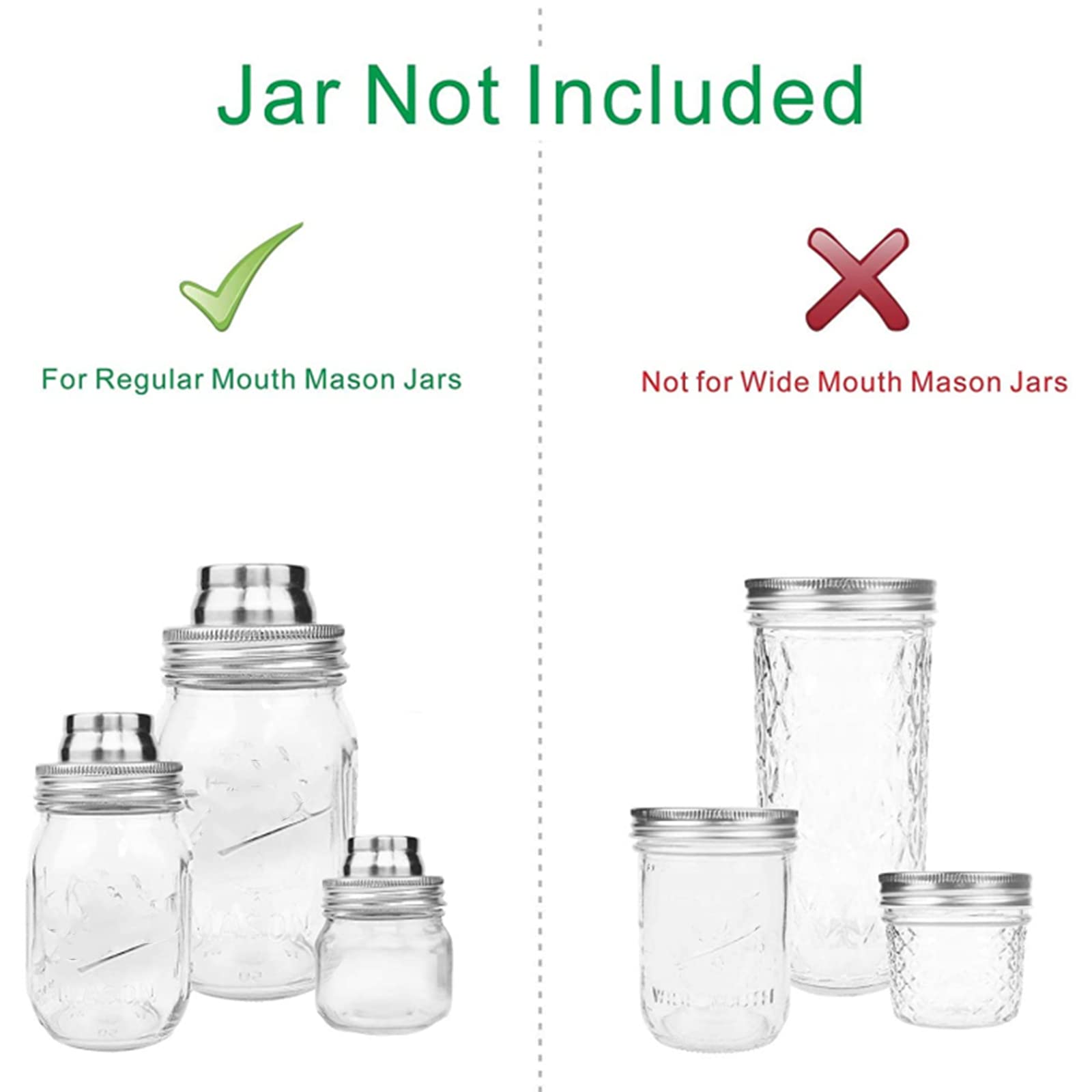 Lyellfe 8 Pack Mason Jar Shaker Lids, Stainless Steel Shaker Lids for Mason Jars, Mason Jar Spice Lid with Silicone Seal for Regular Mouth Jar (Jar Not Included)