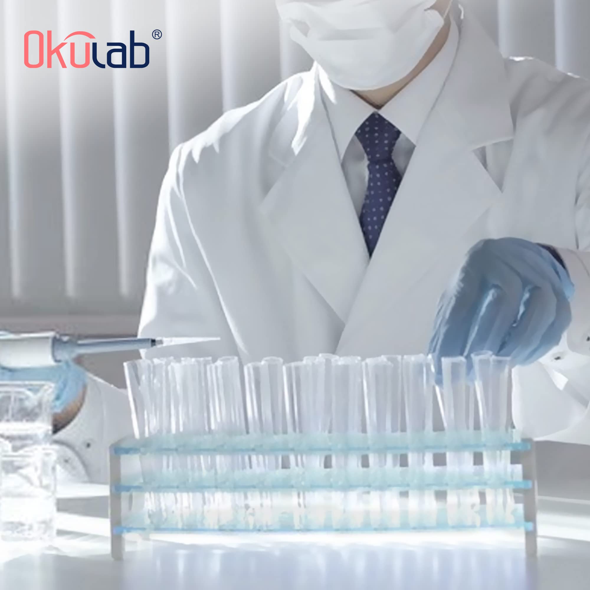 Okulab Detachable Plastic Tube Rack Set, 2pcs, Suitable for Tubes of Dia.≤17mm, 50 Holes Test Tube Holder, for Classroom, Lab,TTRP50A2