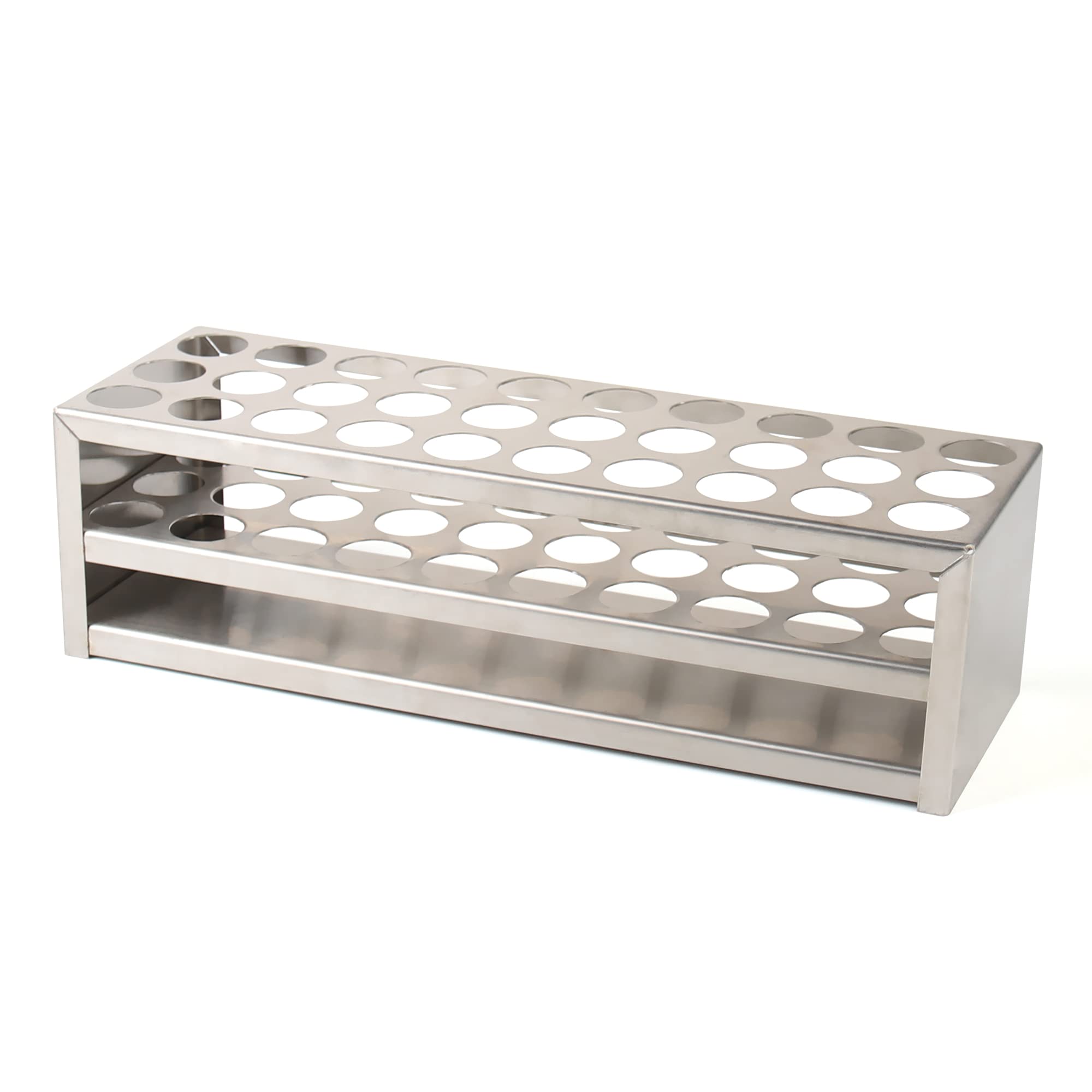 Okulab Test Tube Rack, 30 Holes Stainless Steel Test Tube Racks, with Extended Edges Providing Handles, Suitable for Tubes of Dia.≤21mm, Round Holes Test Tube Holder, for Classroom, Lab,TTRS30B1