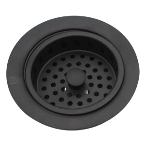 Westbrass CO2196-62 Combo Pack 3-1/2" Post Style Large Basket Strainer and Extra-Deep Collar Kitchen Sink Waste Disposal Flange with Stopper, Matte Black