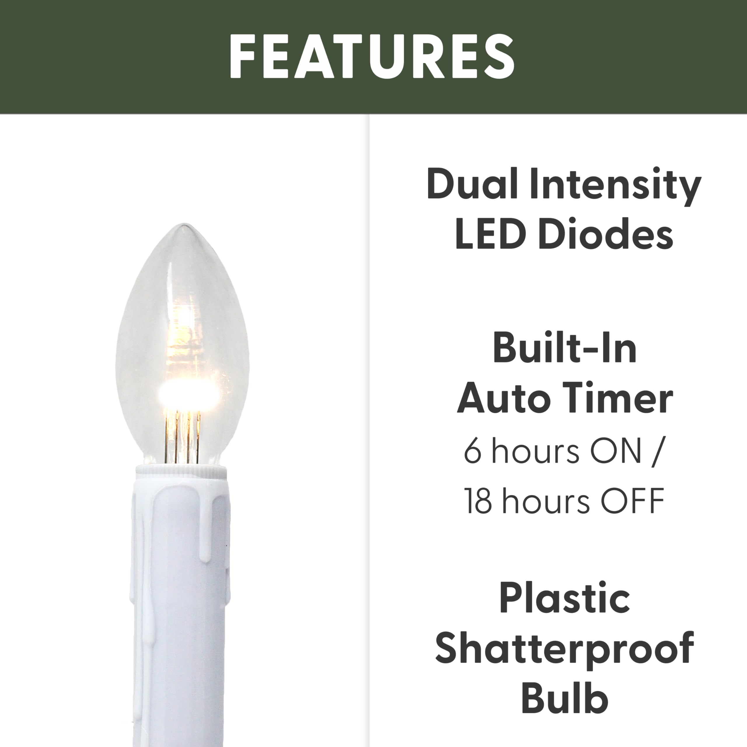 612 Vermont Plastic Shatterproof Ultra-Bright LED Window Candle Replacement Bulbs (VT-9222-4R-W, Pack of 4)