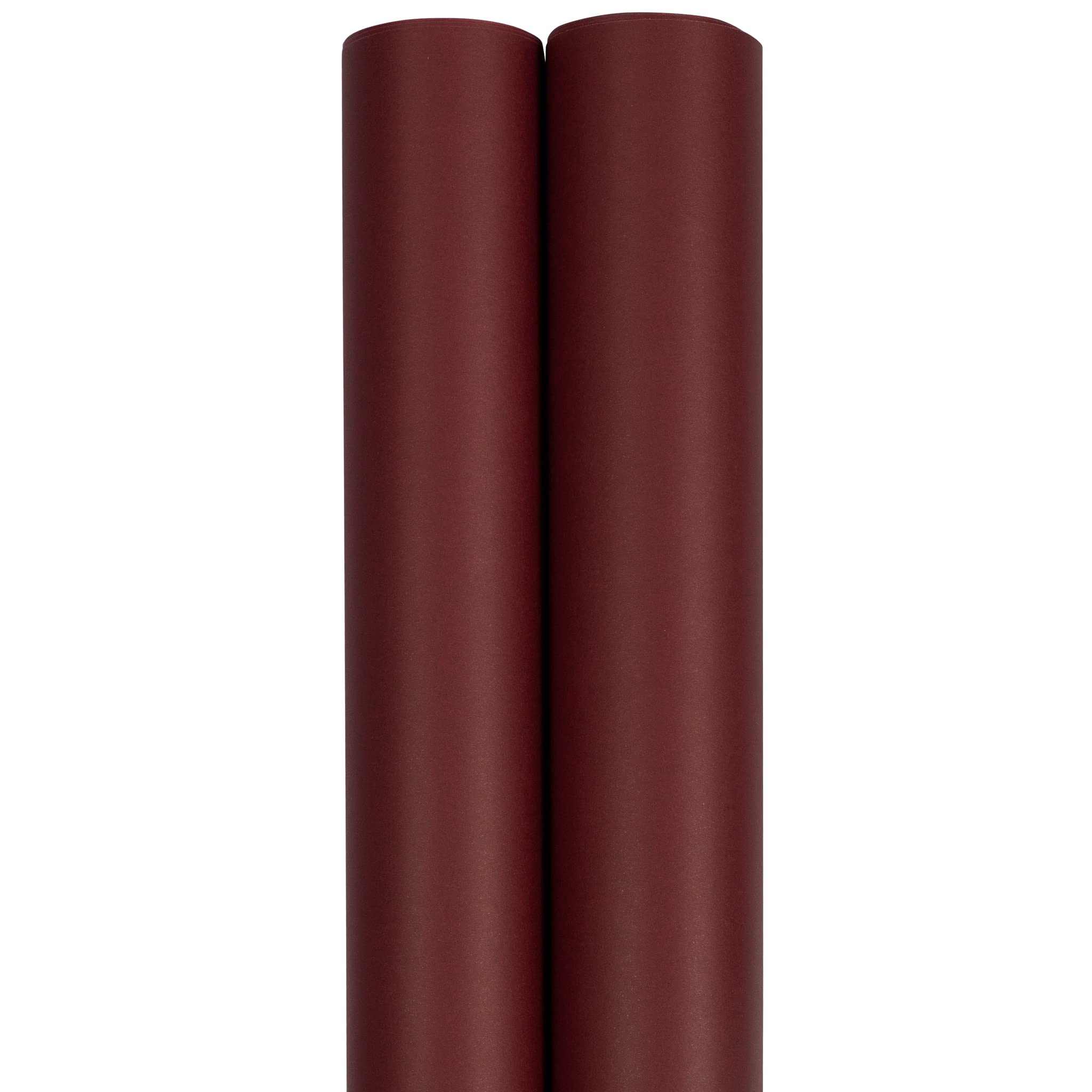 JAM Paper Gift Wrap - Matte Wrapping Paper - 50 Sq Ft Total (30 in x 10 Ft Each) - Matte Burgundy - 2 Rolls/Pack