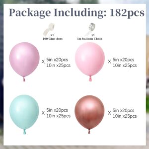 YSF Rose Gold Pink Balloon Arch Kit Lavender Balloon Garland 182pcs Latex Pastel Green Light Pink Purple Party Balloons for Bridal Shower Bachelorette Wedding Birthday Decoration…