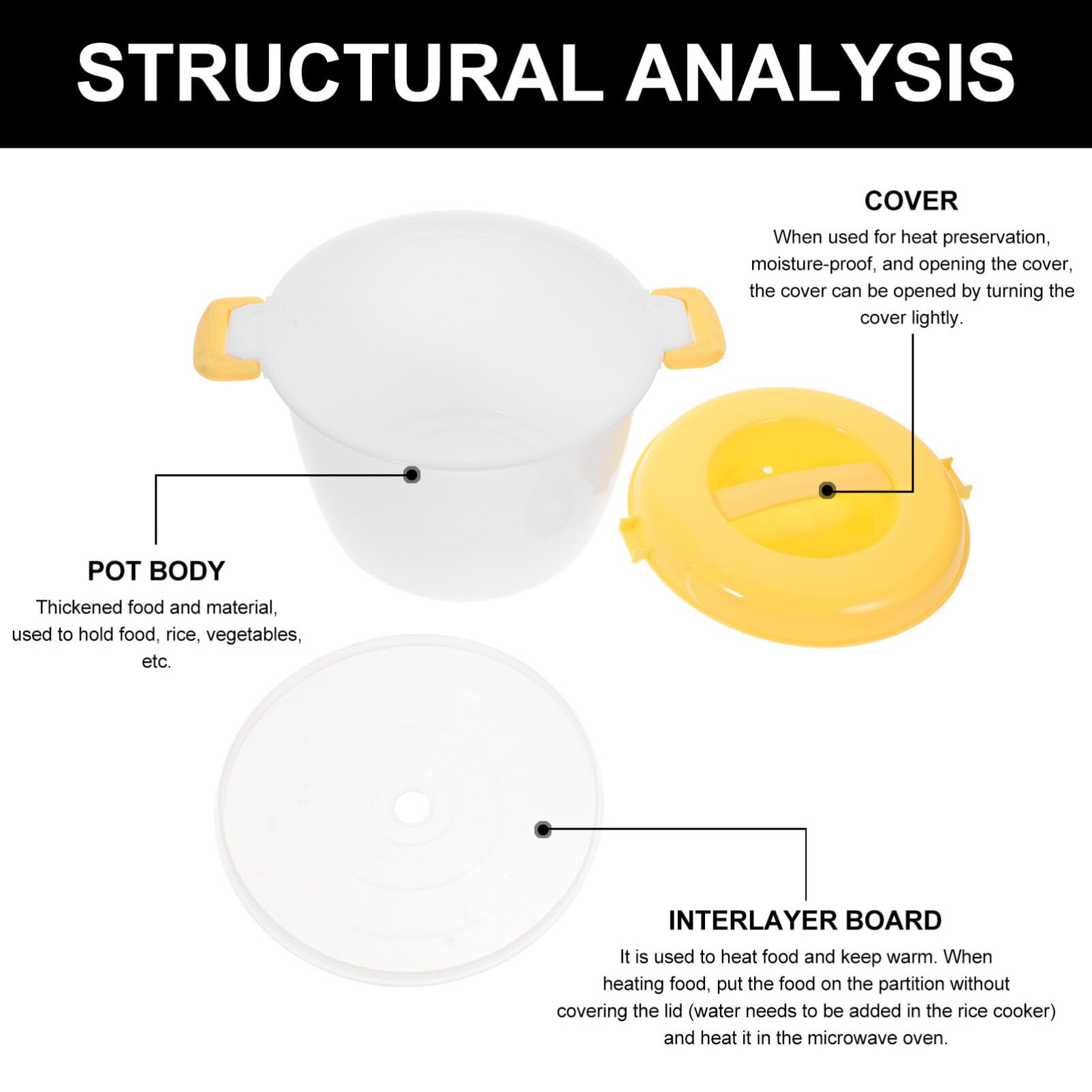 Hemoton Microwave Rice Maker Microwave Rice Cooker Rice Steamer: Round Microwave Food Container Microwaveable Rice Pasta Cooker Includes Spoons Microwave Rice Steamer for Rice Chicken Pasta Rice