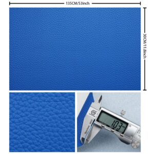 Blue Litchi Texture PU Fabric Leather 11.8x53.14 Inch（30x135 CM） 1.13mm Thick Faux Synthetic Leather Material for Upholstery Crafts, DIY Sewings, Sofa, Handbag, Earrings, Hair Bows Decorations