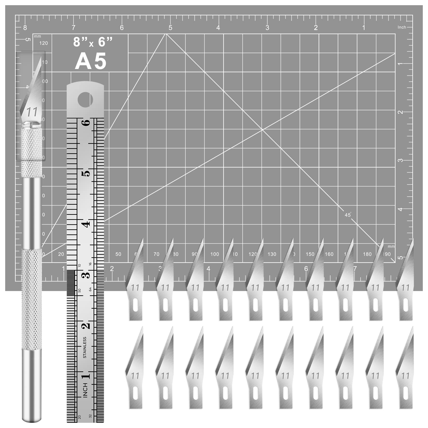 DIYSELF 23 Pack Scrapbooking Tools, Exacto Knife Craft Knife Precision Carving Hobby Knife Kit, 20 Spare Art Knife Blades for Art, Scrapbooking, Stencil