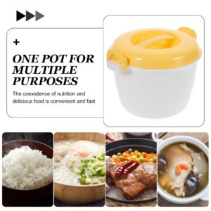 Hemoton Microwave Rice Maker Microwave Rice Cooker Rice Steamer: Round Microwave Food Container Microwaveable Rice Pasta Cooker Includes Spoons Microwave Rice Steamer for Rice Chicken Pasta Rice