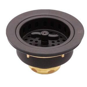 Westbrass CO2195S-12 Combo Pack 3-1/2" Wing Nut Twist Style Large Basket Extra-Deep Collar Kitchen Sink Waste Disposal Flange with Strainer Stopper, Oil Rubbed Bronze