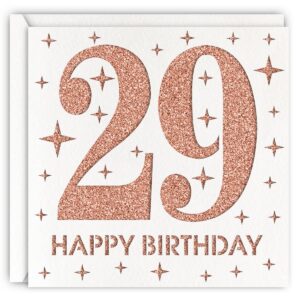 magjuche rose gold 29th birthday card, laser cut glitter woman age 29 birthday gift for daughter, sister