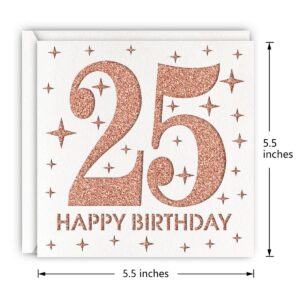 MAGJUCHE Rose Gold 25th Birthday Card, Laser Cut Glitter Woman Age 25 Birthday Gift For Daughter, Sister