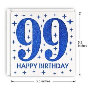 MAGJUCHE Blue 99th Birthday Card, Laser Cut Glitter Woman Man Age 99 Gift For Grandfather, Father