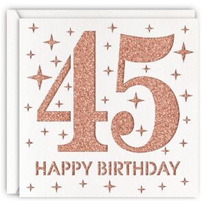 magjuche rose gold 45th birthday card, laser cut glitter woman age 45 birthday gift for mother, wife, sister