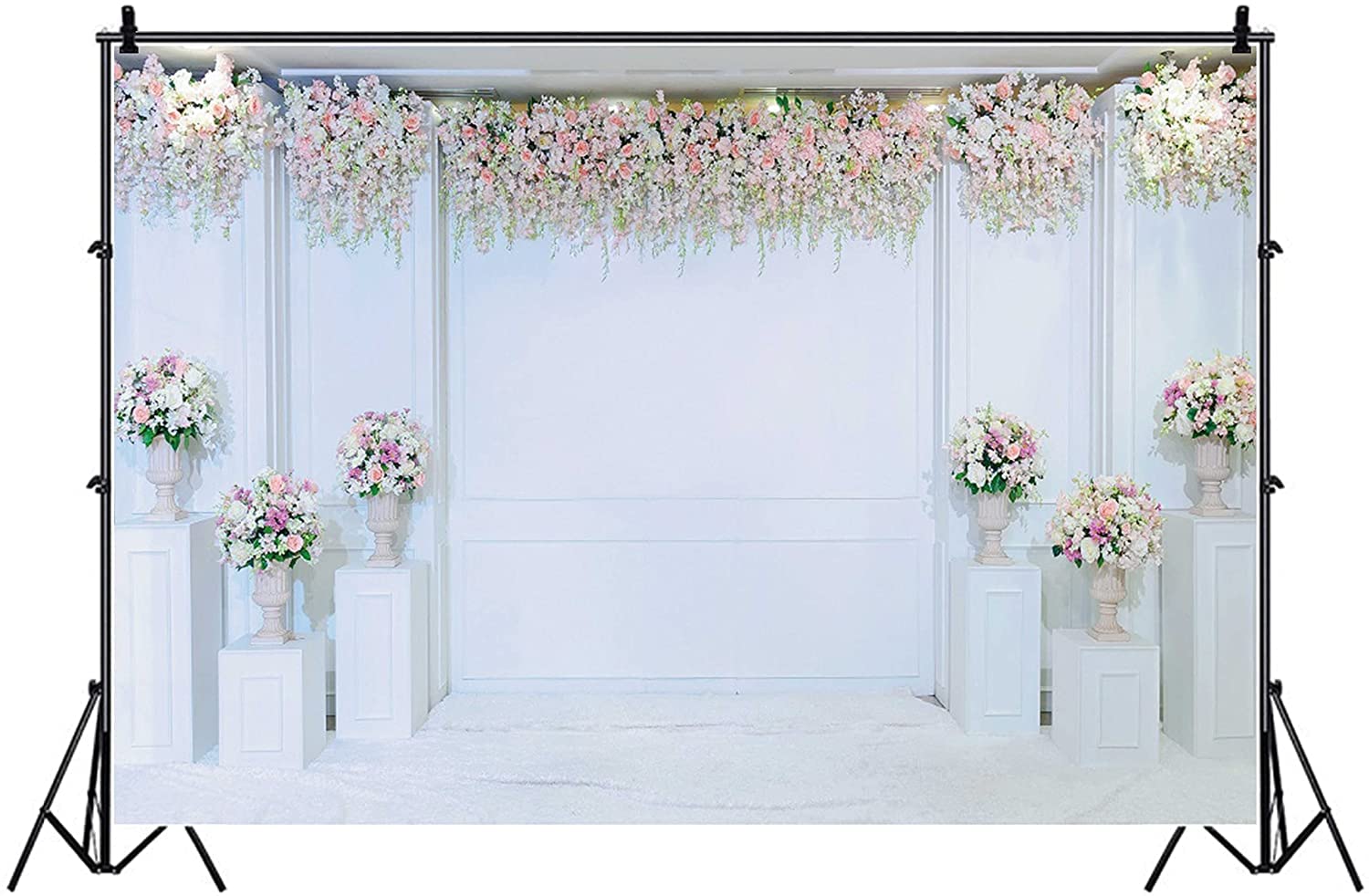 Yeele 10x6.5ft Wedding Backdrop Pink Flower White Wall Photography Background Valentine's Day Wedding Bridal Party Decoration Anniversary Ceremony Decor Photo Banner Portrait Shooting Photo Booth Prop