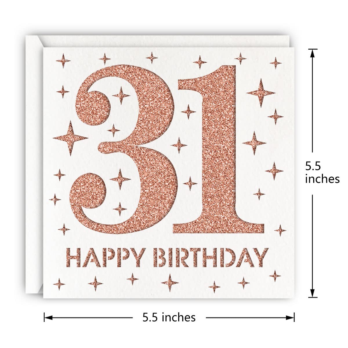 MAGJUCHE Rose Gold 31st Birthday Card, Laser Cut Glitter Woman Age 31 Birthday Gift For Daughter, Sister