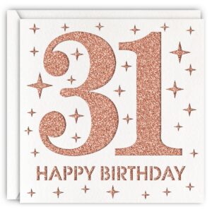 magjuche rose gold 31st birthday card, laser cut glitter woman age 31 birthday gift for daughter, sister