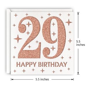 MAGJUCHE Rose Gold 29th Birthday Card, Laser Cut Glitter Woman Age 29 Birthday Gift For Daughter, Sister