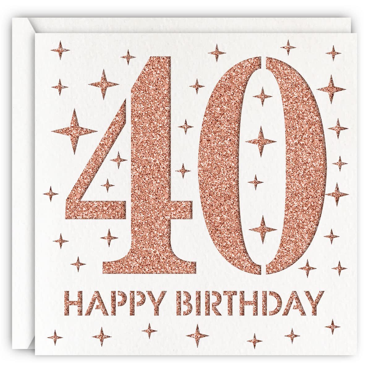 MAGJUCHE Rose Gold 40th Birthday Card, Laser Cut Glitter Woman Age 40 Birthday Gift For Mother, Wife, Sister