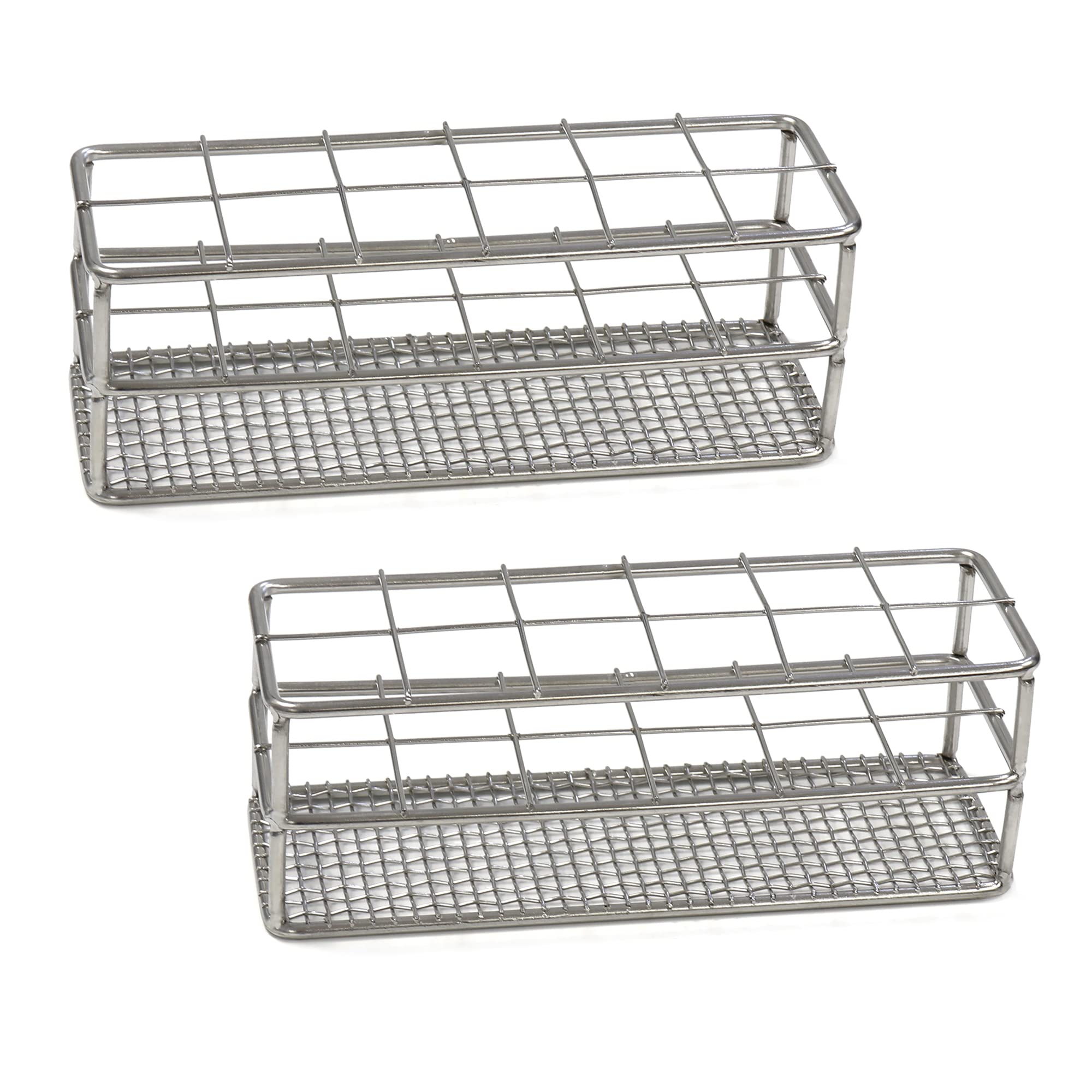 Test Tube Rack, 2pcs of 12 Holes Stainless Steel Test Tube Racks, Suitable for Tubes of Dia.≤21mm, Wire Constructed Test Tube Holder, for Classroom, Lab, TTRS12A2