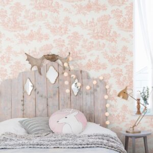 NextWall Chateau Toile Peel and Stick Wallpaper (Blush)