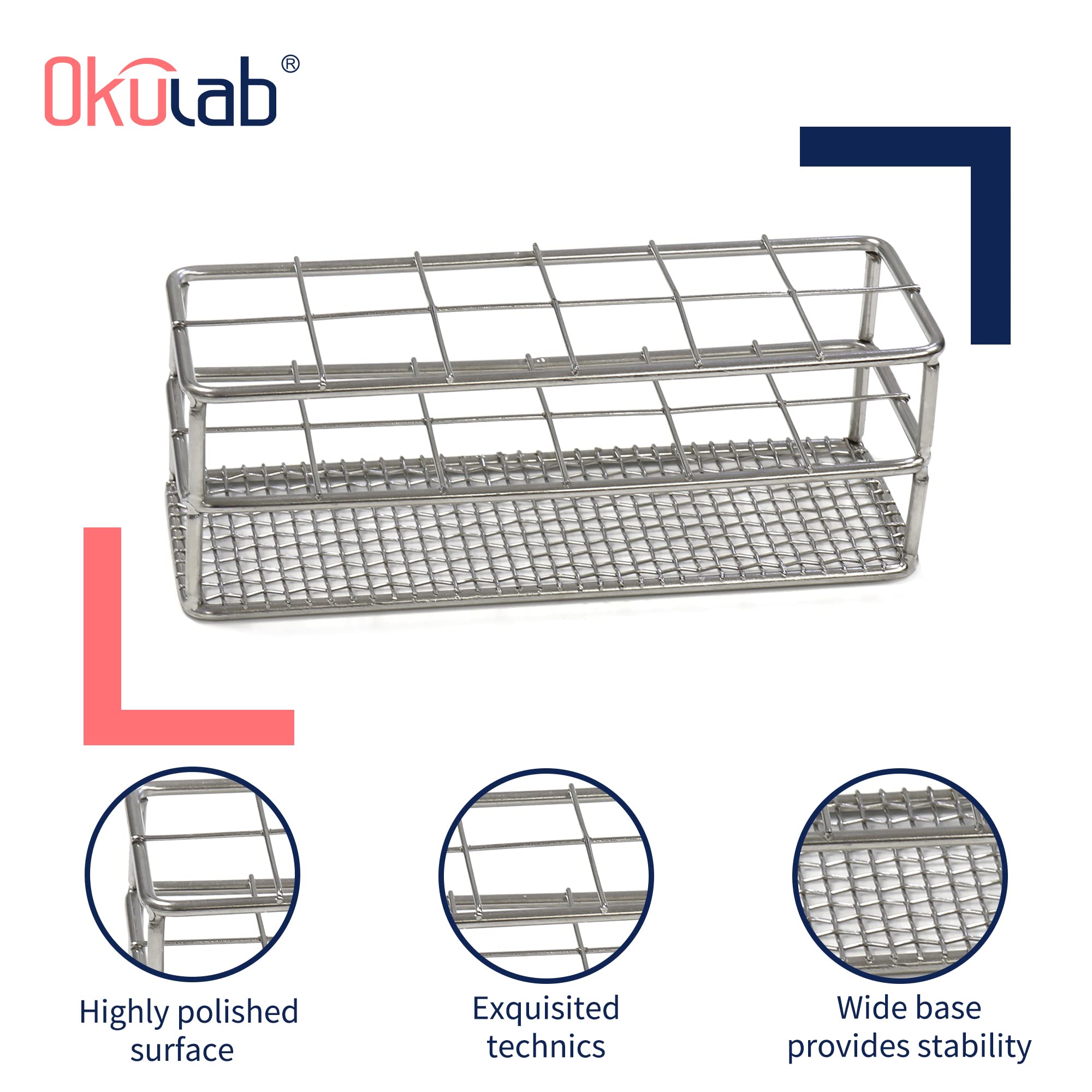 Test Tube Rack, 2pcs of 12 Holes Stainless Steel Test Tube Racks, Suitable for Tubes of Dia.≤21mm, Wire Constructed Test Tube Holder, for Classroom, Lab, TTRS12A2