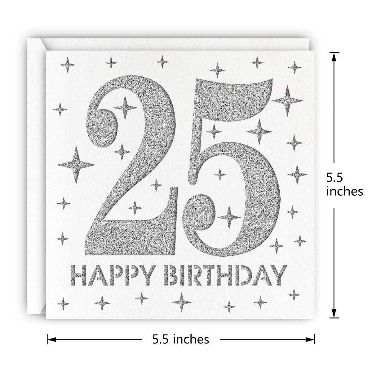 MAGJUCHE Silver 25th Birthday Card, Laser Cut Glitter Woman Man Age 25 Gift For Daughter, Sister