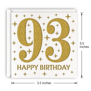 MAGJUCHE Gold 93rd Birthday Card, Laser Cut Glitter Woman Man Age 93 Gift For Mother, Grandmother, Father