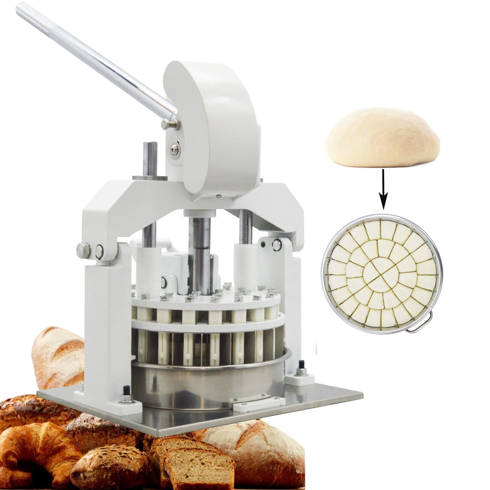 INTSUPERMAI Manual Dough Divider Rounder Machine 36pcs Commercial Dough Cutter Divider TableTop Hydraulic Hand Dough Cutter Bread Maker Lump Spacer Bakery