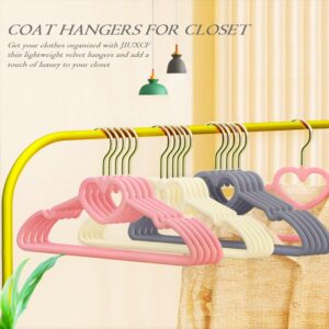 JIUXCF Velvet Hangers 20 Pack, 16" Non Slip Adult Hangers, Slim Clothes Hanger with 360 Degree Swivel Hook - Durable & Cute for Coats, Shirts, Dress (Pink)