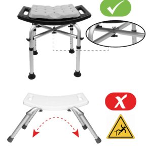 KMINA - Heavy Duty Shower Stool Padded (330 lb) with Double Reinforced Crossbar and Cushion, Shower Stool for Inside Shower, Shower Chair for Bathtub, Black Shower Seat Free Assembly - Made in Europe