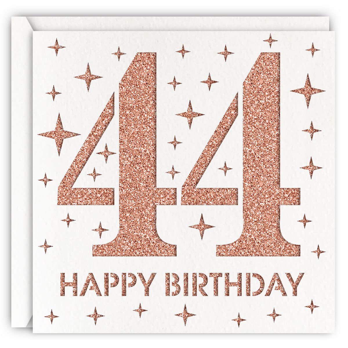 MAGJUCHE Rose Gold 44th Birthday Card, Laser Cut Glitter Woman Age 44 Birthday Gift For Mother, Wife, Sister