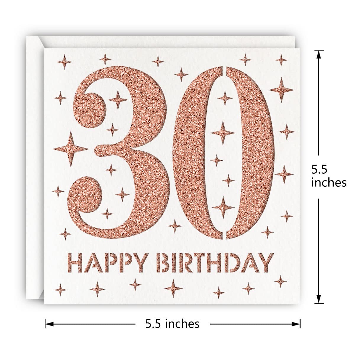 MAGJUCHE Rose Gold 30th Birthday Card, Laser Cut Glitter Woman Age 30 Birthday Gift For Daughter, Sister