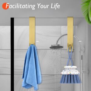 Kontoyo Shower Door Hooks(7.5 Inch),Over Door Hooks for Bathroom Frameless Glass Shower Door,Stainless Steel Towel Hooks,Heavy Duty Rack Hooks for Robe,Towel/2 Pack