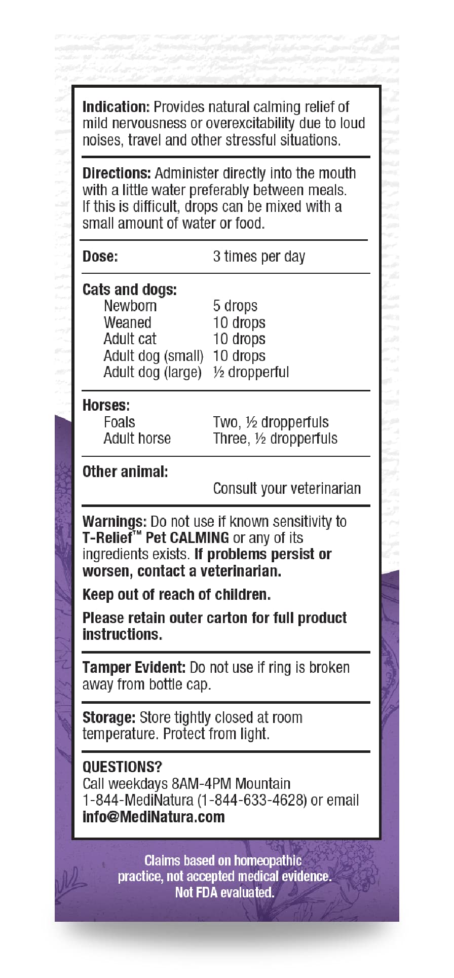 T-Relief Pet Calming Drops Natural Comfort Remedy & Nervousness Relief with Chamomile + 9 Homeopathic Stress Relieving Active Ingredients - Relaxing Herbal Blend for Dog & Cat - 1.69 oz