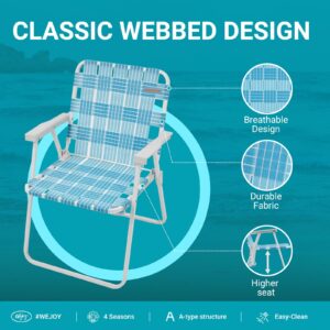 #WEJOY 2 Pack Folding Webbed Lawn Beach Chair,Heavy Duty Portable Chairs for Outside with Hard Arm,Carry Strap for Outdoor Camping Garden Concert Festival Sand Picnic BBQ