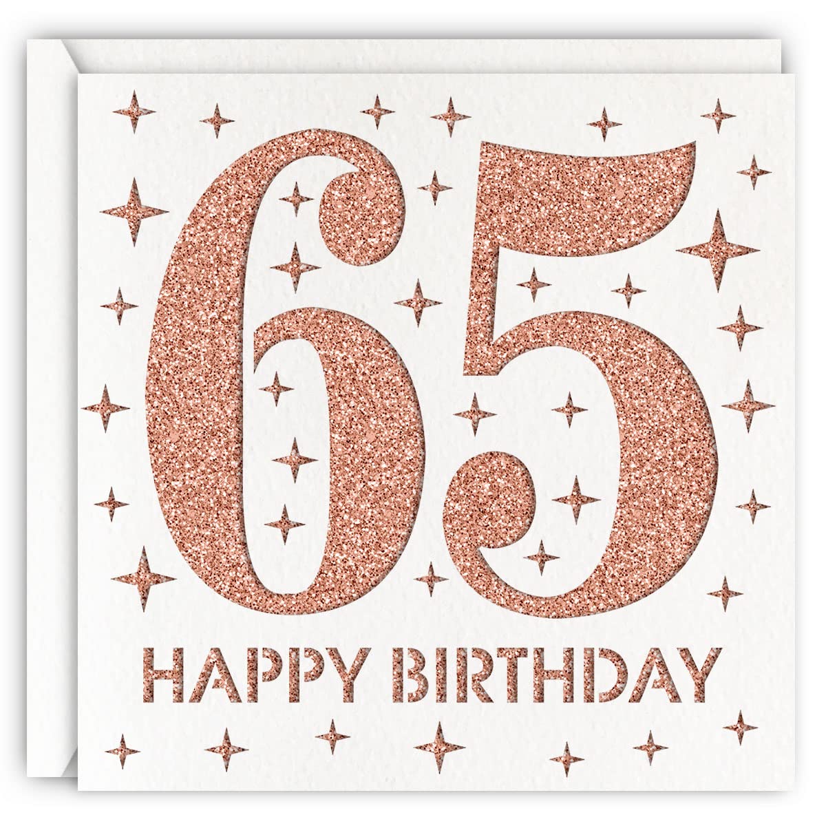 MAGJUCHE Rose Gold 65th Birthday Card, Laser Cut Glitter Woman Age 65 Birthday Gift For Mother, Wife, Sister