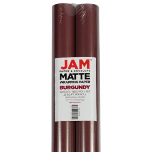 JAM Paper Gift Wrap - Matte Wrapping Paper - 50 Sq Ft Total (30 in x 10 Ft Each) - Matte Burgundy - 2 Rolls/Pack