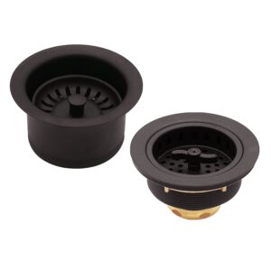 westbrass co2195s-12 combo pack 3-1/2" wing nut twist style large basket extra-deep collar kitchen sink waste disposal flange with strainer stopper, oil rubbed bronze