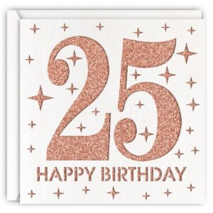 magjuche rose gold 25th birthday card, laser cut glitter woman age 25 birthday gift for daughter, sister