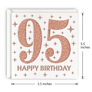 MAGJUCHE Rose Gold 95th Birthday Card, Laser Cut Glitter Woman Age 95 Birthday Gift For Mother, Grandmother, Sister