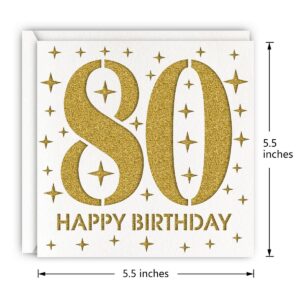 MAGJUCHE Gold 80th Birthday Card, Laser Cut Glitter Woman Man Age 80 Gift For Mother, Grandmother, Father