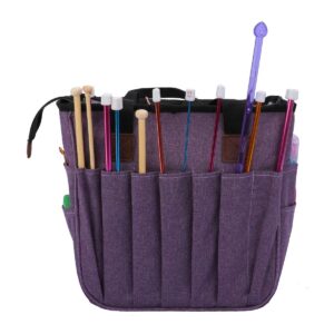 Knitting Yarn Bag, Portable Crochet Storage Tote Bag for Crochet Hooks, Knitting Needles, Yarn Skeins,Knitting Accessories Organizer,Suitable for Beginners and Experienced Crochet Lovers (Purple)