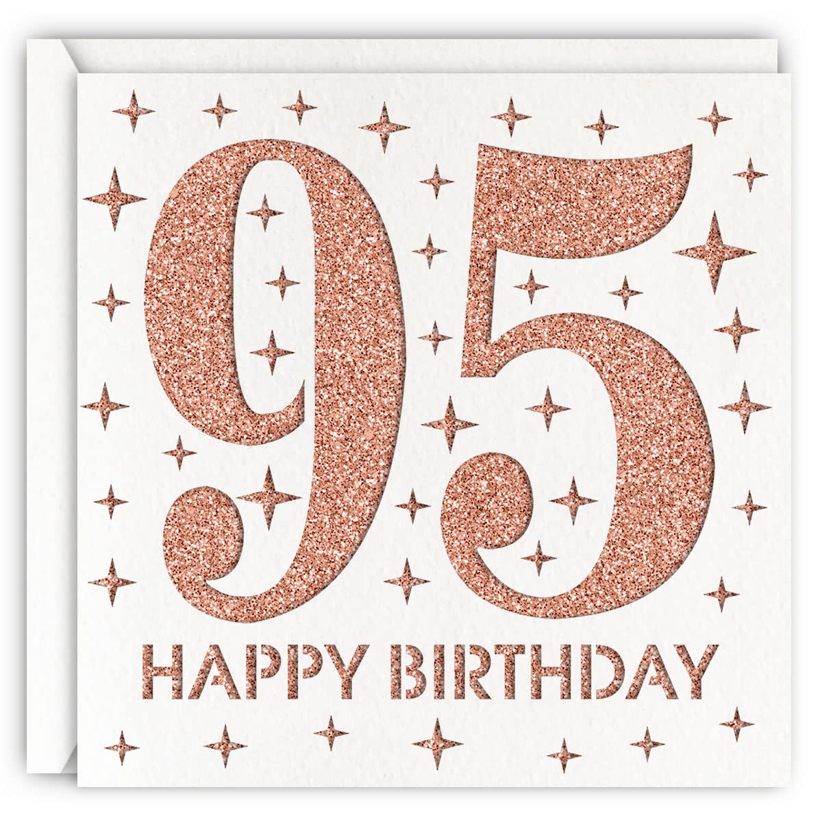 MAGJUCHE Rose Gold 95th Birthday Card, Laser Cut Glitter Woman Age 95 Birthday Gift For Mother, Grandmother, Sister