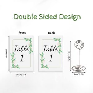 POWER UNICO FLOWER Table Numbers 1-25 Plus Head Table Card, Double-sided 4 * 6in Card Stock with Matched Silver Table Number Holders for Wedding and Events (667)