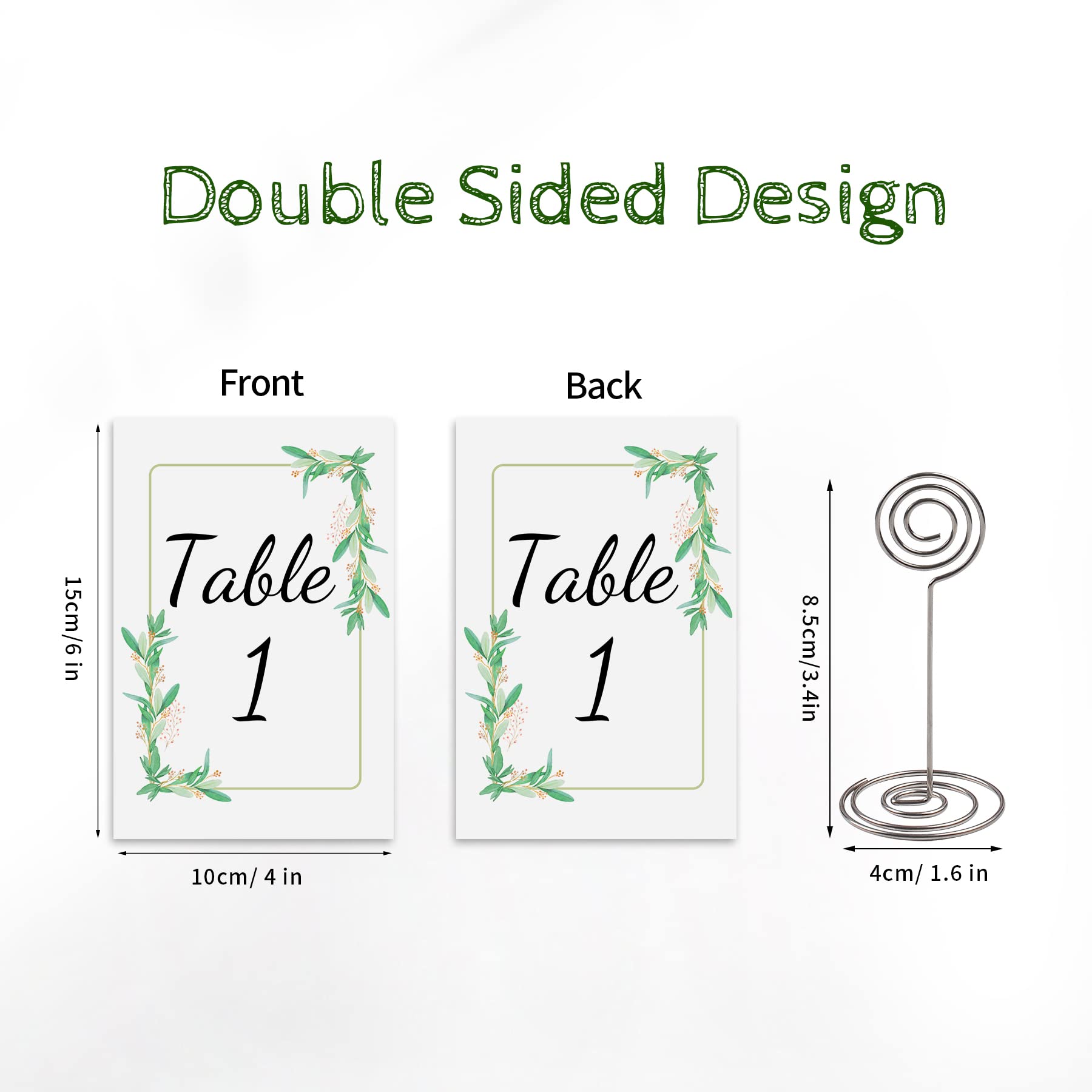 POWER UNICO FLOWER Table Numbers 1-25 Plus Head Table Card, Double-sided 4 * 6in Card Stock with Matched Silver Table Number Holders for Wedding and Events (667)