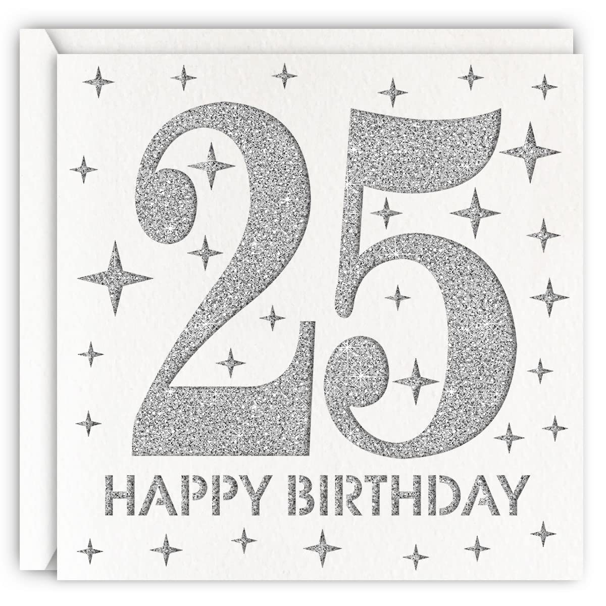 MAGJUCHE Silver 25th Birthday Card, Laser Cut Glitter Woman Man Age 25 Gift For Daughter, Sister