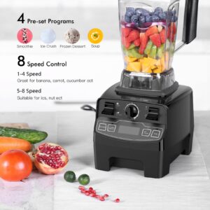 Yukkary 1450W Professional Blender, 2L BPA-Free Tritan Container, 8 Speed Control, 8 Three-Layer Blades, Ice Crushing, Smoothies, Soups, Sauces, Self-Cleaning