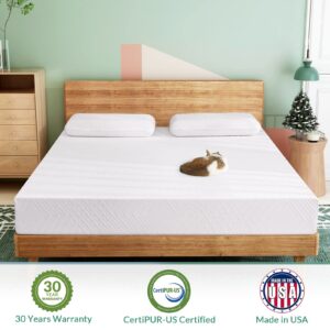 Airdown Queen Mattress, 8 Inch Green Tea Memory Foam Mattress for Cool Sleep, Medium Firm Supportive Mattresses for Pressure Relief, CertiPUR-US Certified, Mattress in A Box, Made in USA,White