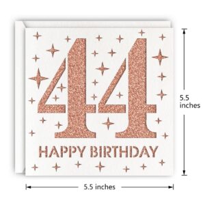 MAGJUCHE Rose Gold 44th Birthday Card, Laser Cut Glitter Woman Age 44 Birthday Gift For Mother, Wife, Sister